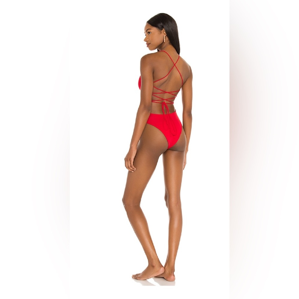Revolve Superdown Rose One Piece Swimsuit in Red